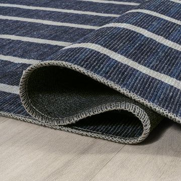 Rand Distressed Ticking Stripe Machine-washable Area Rug